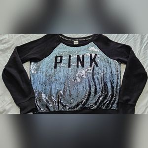 RARE VINTAGE Victoria’s Secret PINK Sequin/Ombré Black Sweatshirt Size L